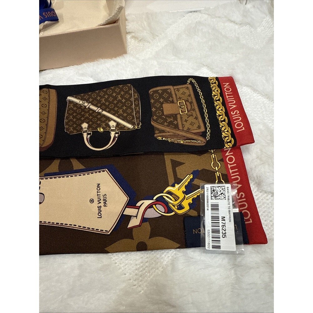 Louis Vuitton Tribute to Bandeau Silk Scarf Monogram Bag Bkack Brown NWT And Box - Picture 2 of 8